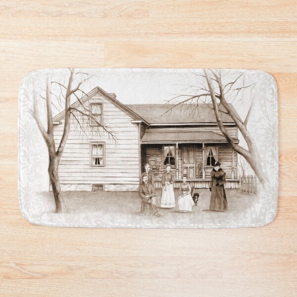 Item preview, Old Vintage Farmhouse Pencil Art Sepia Drawing designed and sold by JoyfulWhimsy.