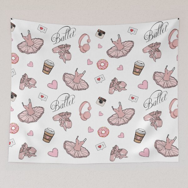Item preview, Ballet pattern white designed and sold by Nonnyballet.