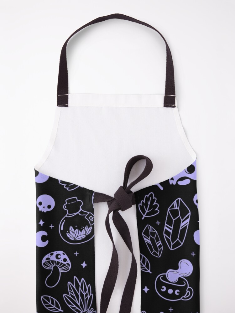 Thumbnail 5 of 6, Apron, Witchy Ingredients // Black and Purple | Nikury designed and sold by nikury.