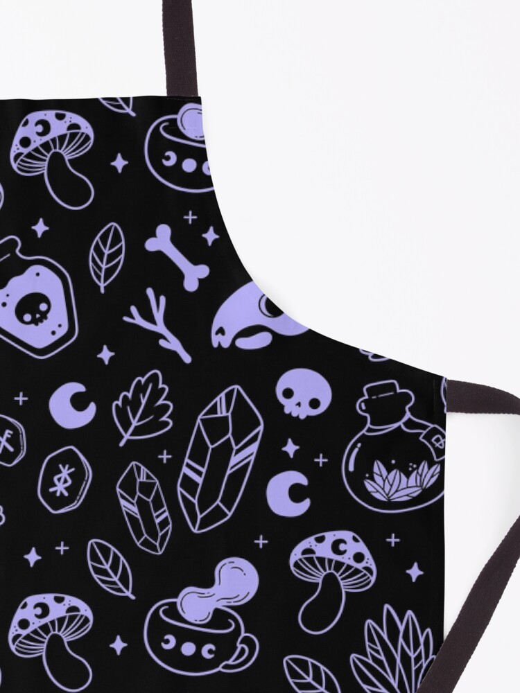 Thumbnail 3 of 6, Apron, Witchy Ingredients // Black and Purple | Nikury designed and sold by nikury.