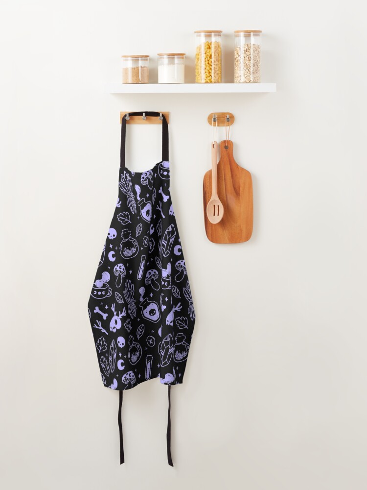 Thumbnail 4 of 6, Apron, Witchy Ingredients // Black and Purple | Nikury designed and sold by nikury.