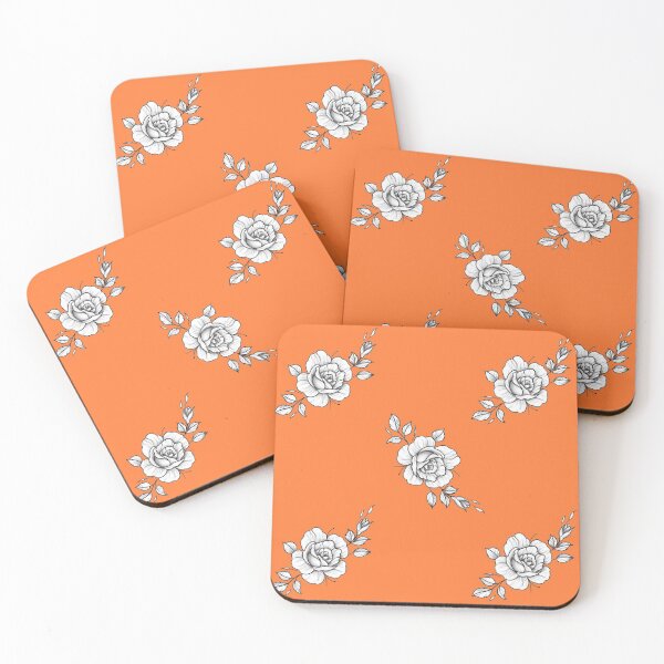 Item preview, White roses on tangerines orange designed and sold by Ninaeva.