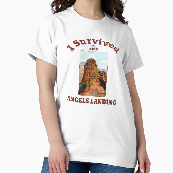 Vista previa del artículo con la obra «Sobreviví a Angels Landing, Parque Nacional Zion», diseñado y vendido por MMc Buck.