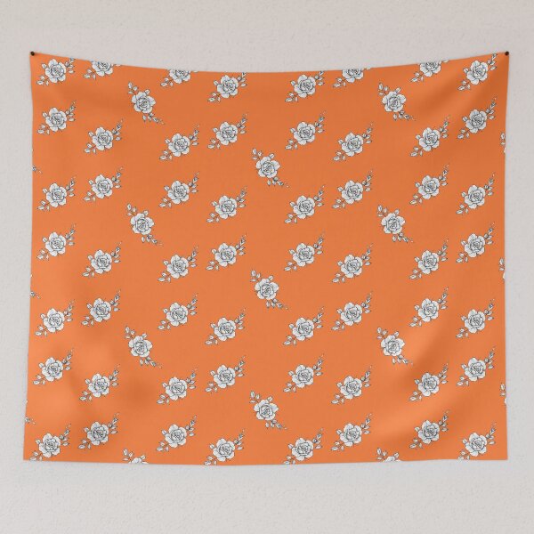 Item preview, White roses on tangerines orange designed and sold by Ninaeva.