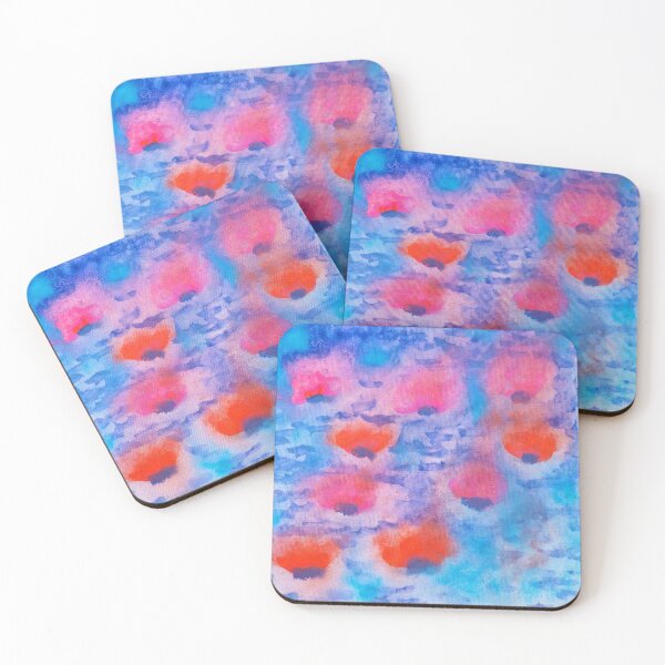 Item preview, Gouache painting water lilies on blue water designed and sold by Beate Gube.