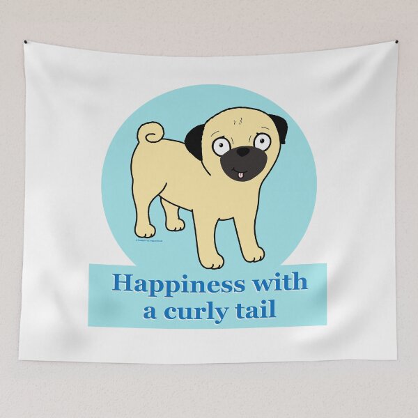 Item preview, Happiness with a curly tail designed and sold by HumphreythePug.