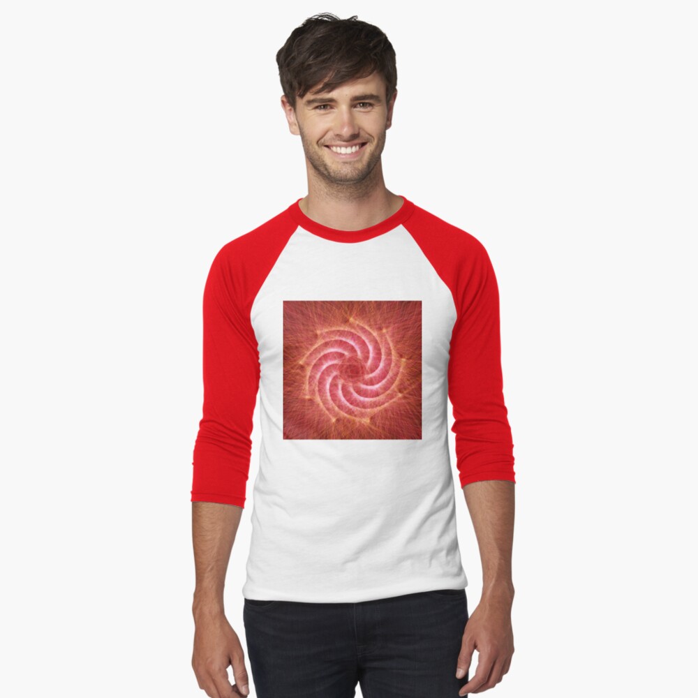 Optical lines — Red Baseball ¾ Sleeve T-Shirt
