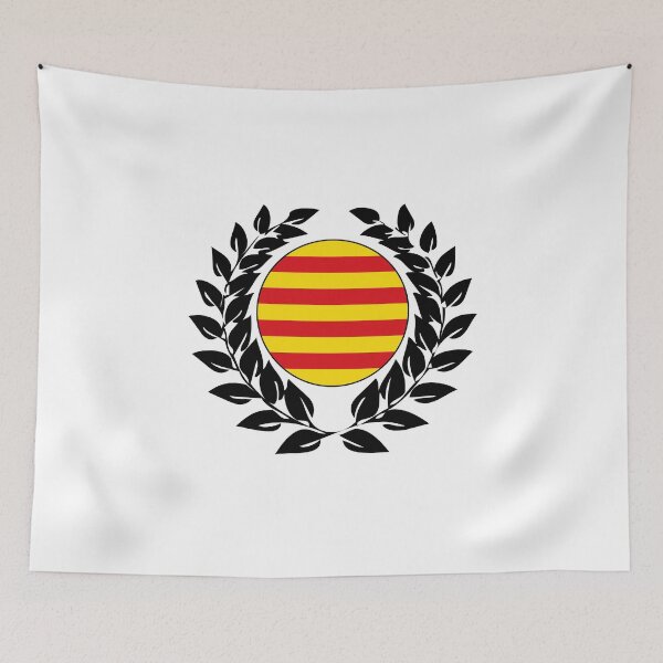 Item preview, Catalonia flag banner laurel wreath designed and sold by GeogDesigns.