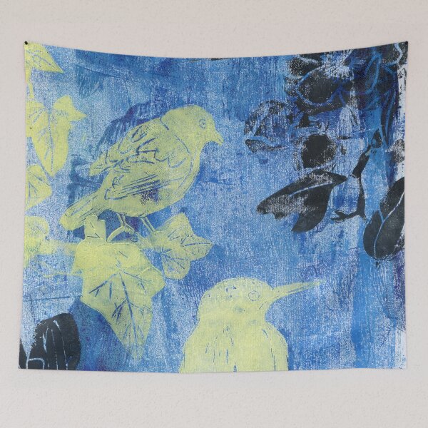 Item preview, birds in the night: linoprint designed and sold by kosarandrea.