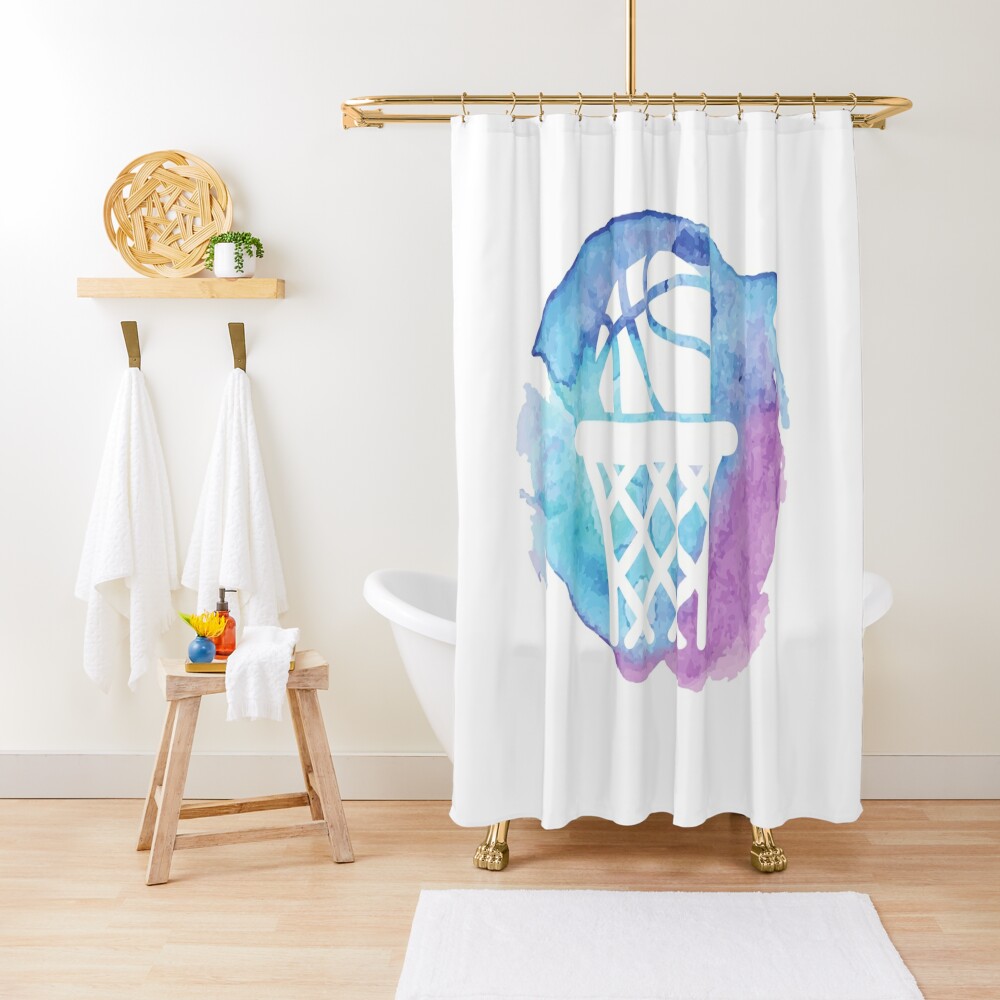 Buy Now Basketball Girls Cute Blue Watercolor Shower Curtain CS-9OCN2Z7W