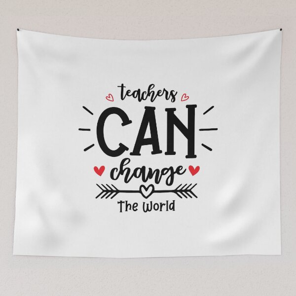 Item preview, Teachers Can Change The World Teacher Quote With Hearts designed and sold by Briekel.