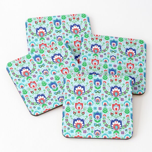 Item preview, Folk Art Flowers on Blue designed and sold by KrisInStitches.