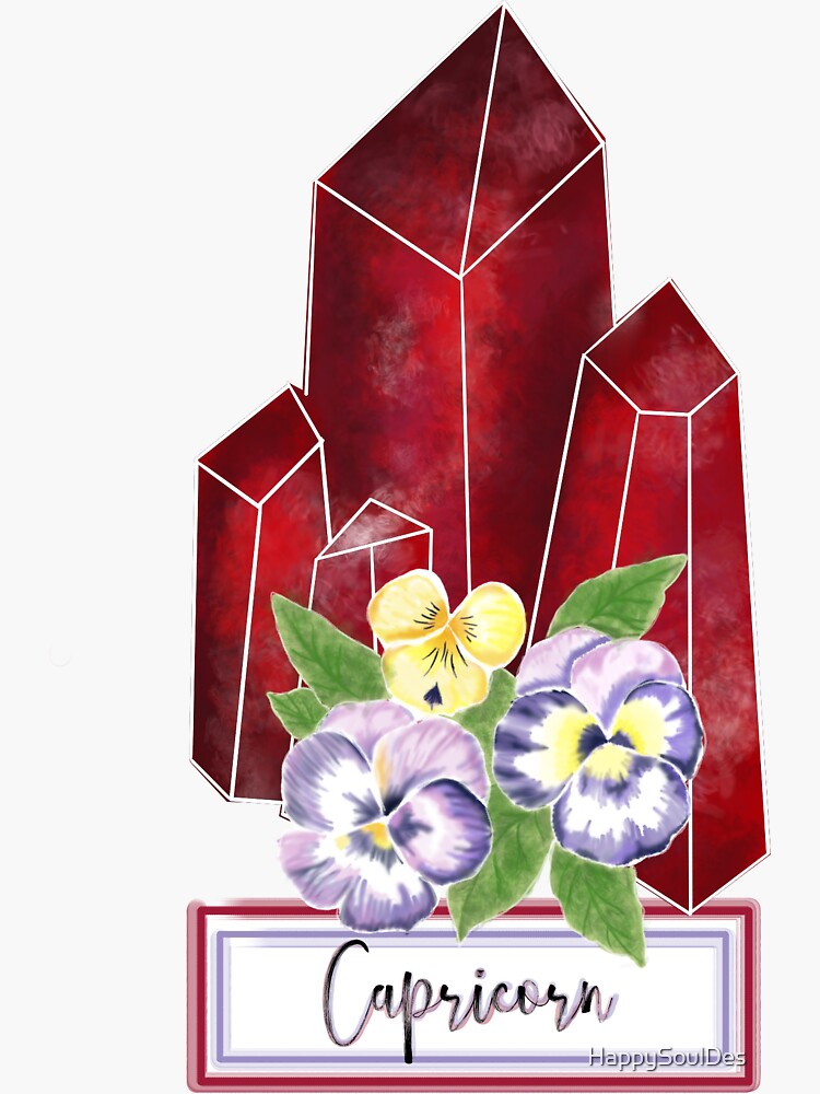 "Capricorn Birthstone & Birth flower" Sticker for Sale by HappySoulDes