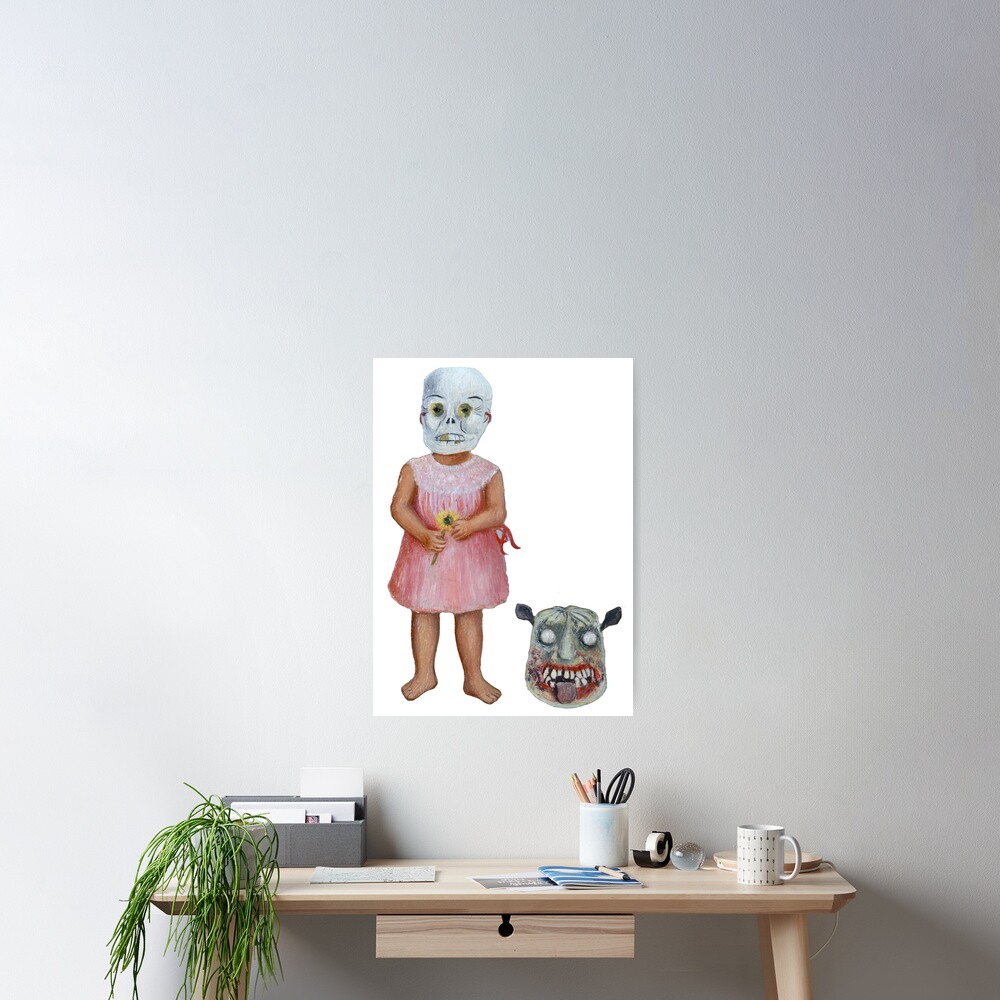 "Girl with Death Mask (Niña con máscara de calavera) Frida Kahlo