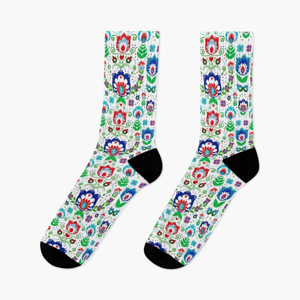 Item preview, Folk Art Flowers on White designed and sold by KrisInStitches.