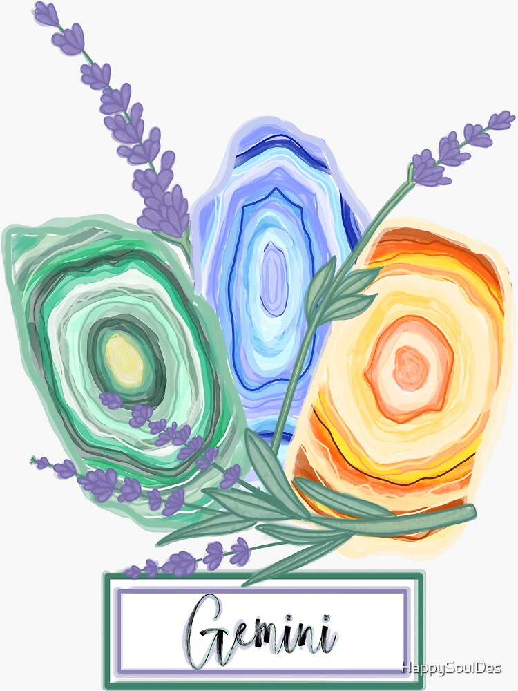 "Gemini Birthstone & Birth flower" Sticker for Sale by HappySoulDes