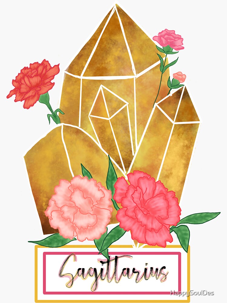 "Sagittarius Birthstone & Birth flower" Sticker for Sale by