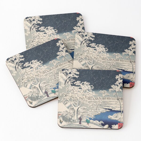 Item preview, Drum Bridge in Snow Vintage Ukiyo-e Japanese Art designed and sold by VintageArchive.