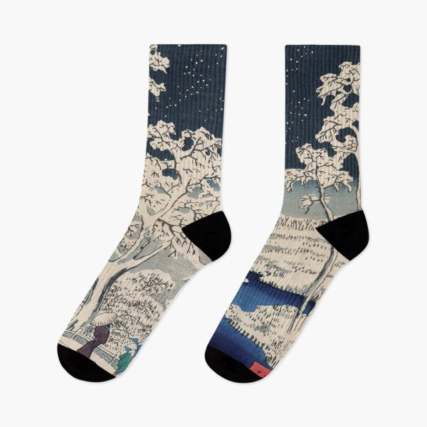 Item preview, Drum Bridge in Snow Vintage Ukiyo-e Japanese Art designed and sold by VintageArchive.