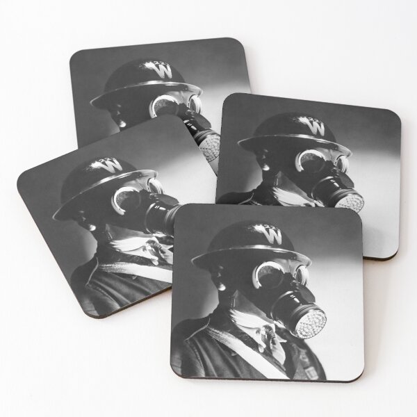 Item preview, Air Raid Warden Wearing Gas Mask - WW2 England Circa 1940 designed and sold by warishellstore.