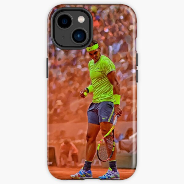 Rafa Nadal. Windiger Tag bei RG 2019. Digital Artwork Print Poster. Kunstgeschenk für Tennisfans. iPhone Robuste Hülle