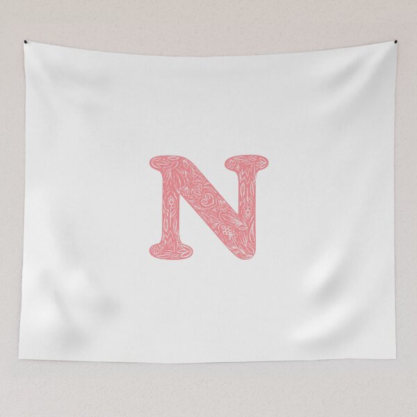 Item preview, N Initial / Monogram in Pink Floral designed and sold by MessyBestie.