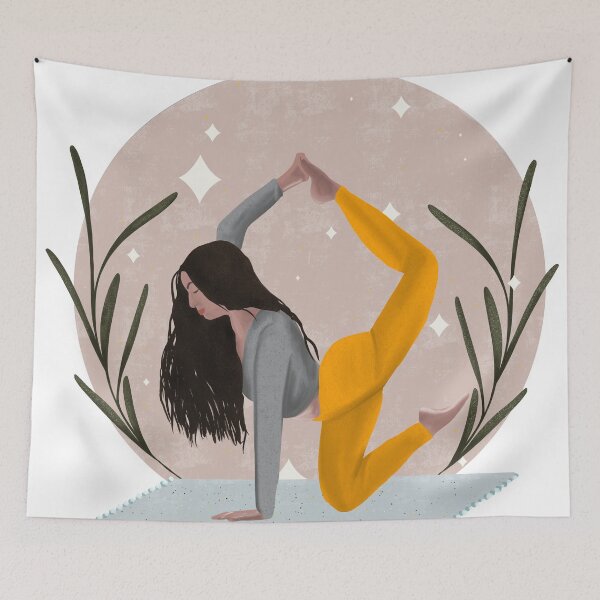 Item preview, A woman doing yoga with yellow trousers. designed and sold by AKart19.