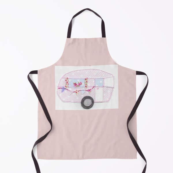Item preview, #Embroidered Pink  Caravan / trailer  designed and sold by Leatextileart.