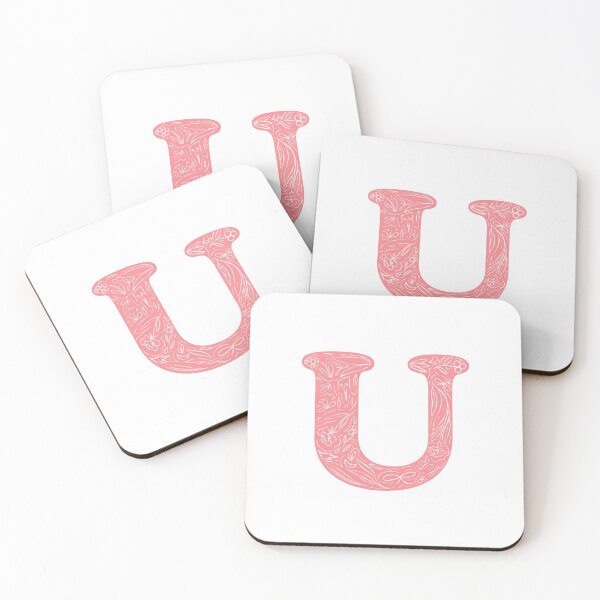 Item preview, U Initial / Monogram in Pink Floral designed and sold by MessyBestie.
