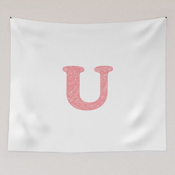 Item preview, U Initial / Monogram in Pink Floral designed and sold by MessyBestie.