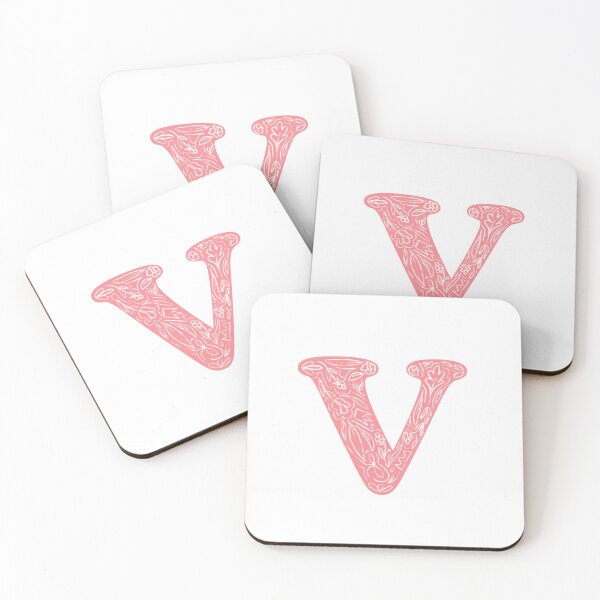 Item preview, V Initial / Monogram in Pink Floral designed and sold by MessyBestie.
