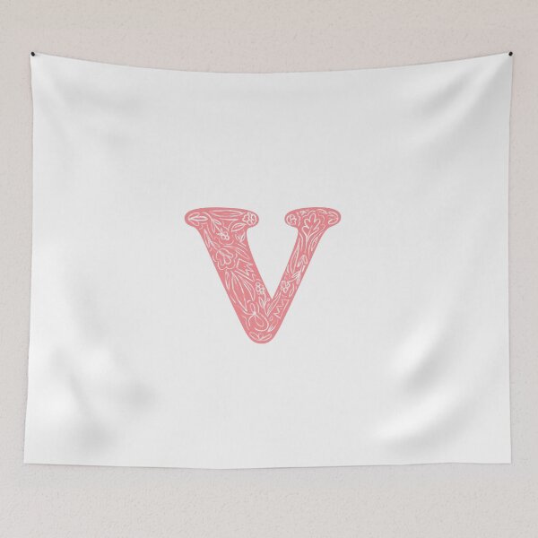 Item preview, V Initial / Monogram in Pink Floral designed and sold by MessyBestie.