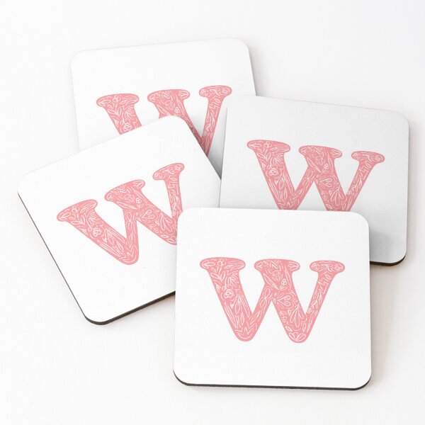 Item preview, W Initial / Monogram in Pink Floral designed and sold by MessyBestie.