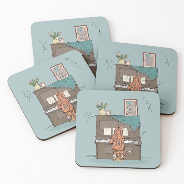 Item preview, Piano Cat Practices a New Melody designed and sold by Otter-Grotto.