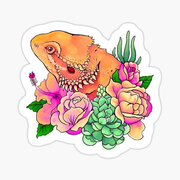 Bearded Dragon Art PRINT | Colorful Cute Beardie Lizard Art Sticker