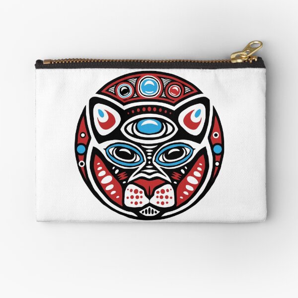 Cat Shamanic Animal Emblem Zipper Pouch