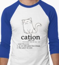 Camiseta ¾ bicolor para hombre Cat-ion science puns