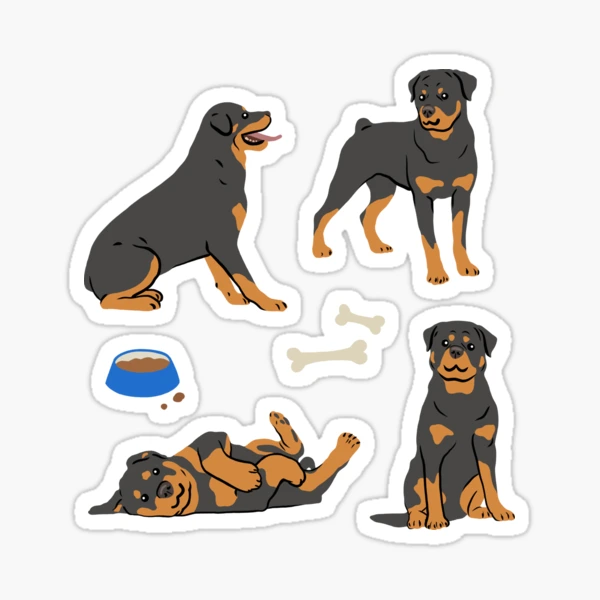 Dog Rottweiler in a rockabilly aesthetic Sticker for Sale by
