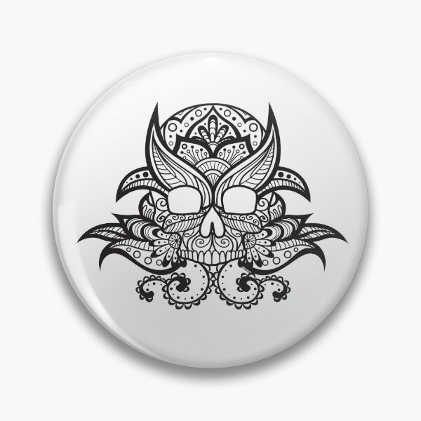 Artikelvorschau, Flower Swirl Sugar Skull Blumenmuster Tag der Toten Dia de Los Muertos Mardi Gras Sugar Skull (m) entworfen und verkauft von OopteesLydia.