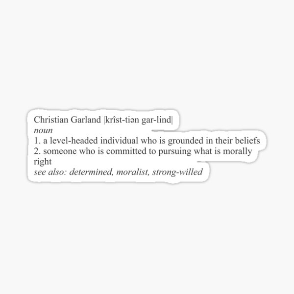 "The Definition of Christian Garland" Sticker by ricek571 Redbubble
