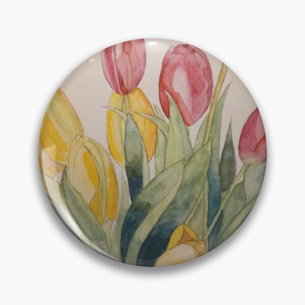 Item preview, Tulips in pink and yellow watercolour with their leaves.  designed and sold by esvb.