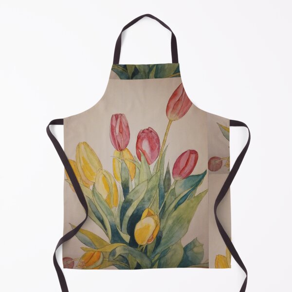 Item preview, Tulips in pink and yellow watercolour with their leaves. designed and sold by esvb.