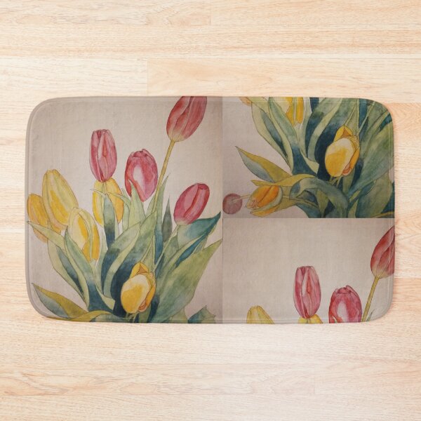 Item preview, Tulips in pink and yellow watercolour with their leaves.  designed and sold by esvb.