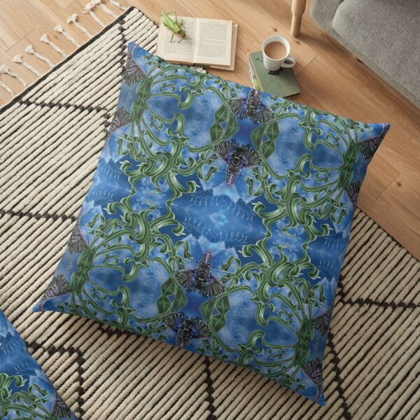 Hors à l'école Nature Flower Bloom Sky Pattern Design 1 Coussin de sol