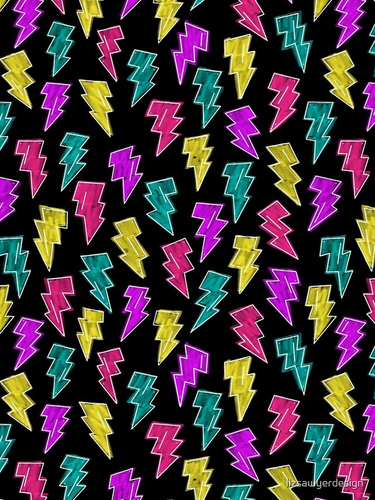 Neon Lightning Bolts by lizsawyerdesign