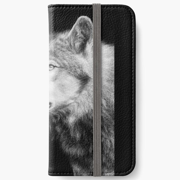 Timberwolf Black and White Artwork iPhone Wallet