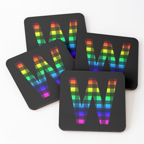 Item preview, The Letter W - Monogram in Rainbow and Black Buffalo Plaid designed and sold by Bumblefuzzies.