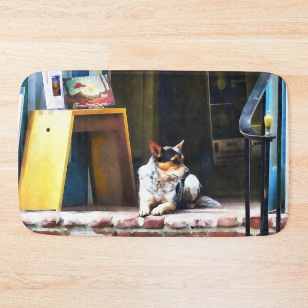 Item preview, Alexandria VA - Corgi Relaxing in Front of King St. Art Gallery designed and sold by Susan Savad.