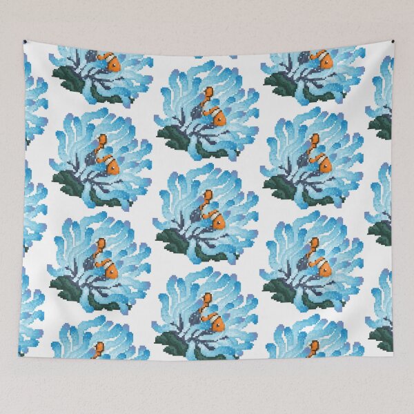 Item preview, Pixelated Shy Clown Fish Hiding Behind Anemone designed and sold by HopeDetour.