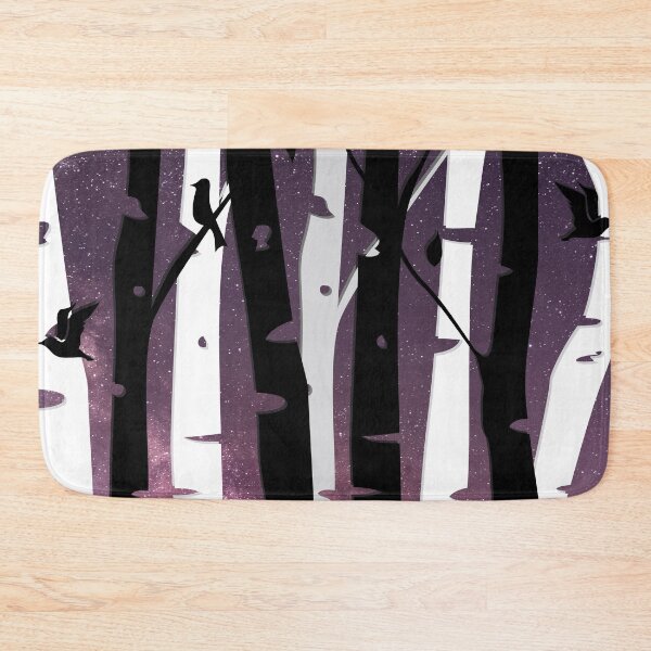 Item preview, Birch trees and birds in black, grey and white with Night sky background designed and sold by Jennykies.